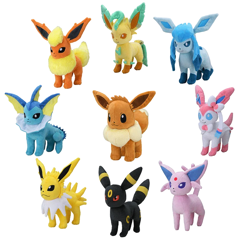 Eevee Family Pokemon Plush Toys Set - Sylveon Umbreon Vaporeon Flareon Pikachu Stuffed Dolls Exquisite Kids Xmas Gift