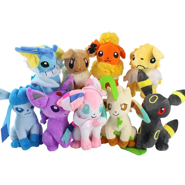 Eevee Family Pokemon Plush Toys Set - Sylveon Umbreon Vaporeon Flareon Pikachu Stuffed Dolls Exquisite Kids Xmas Gift