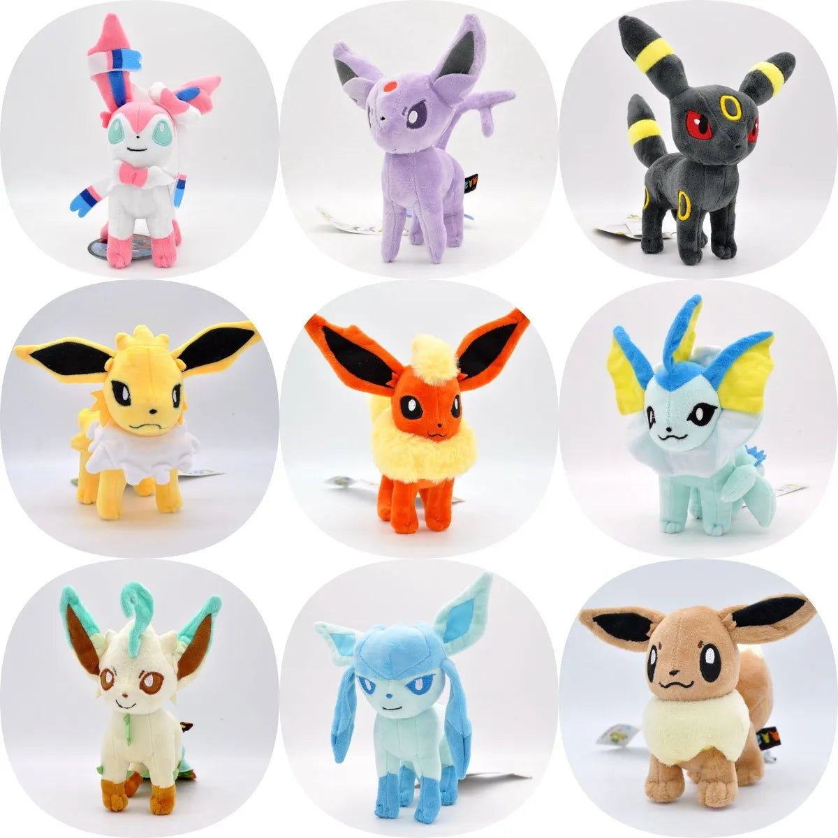 Eevee Family Pokemon Plush Toys Set - Sylveon Umbreon Vaporeon Flareon Pikachu Stuffed Dolls Exquisite Kids Xmas Gift
